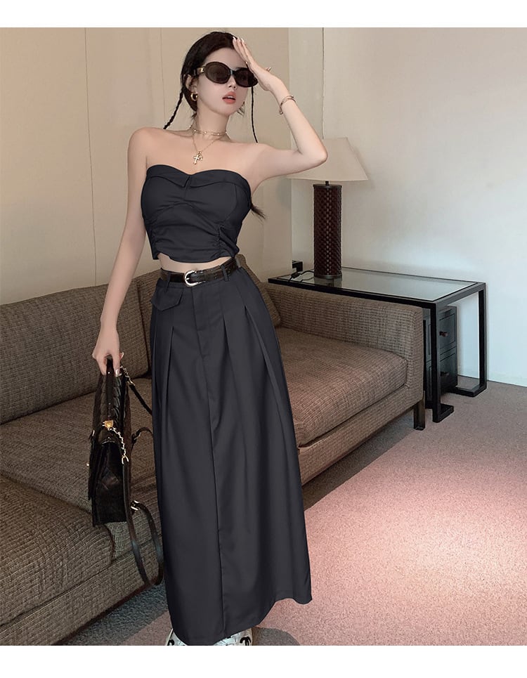 Women's Design Sense Slimming High Waist With Belt Long Skirt Tube Top Two-piece Set view 31