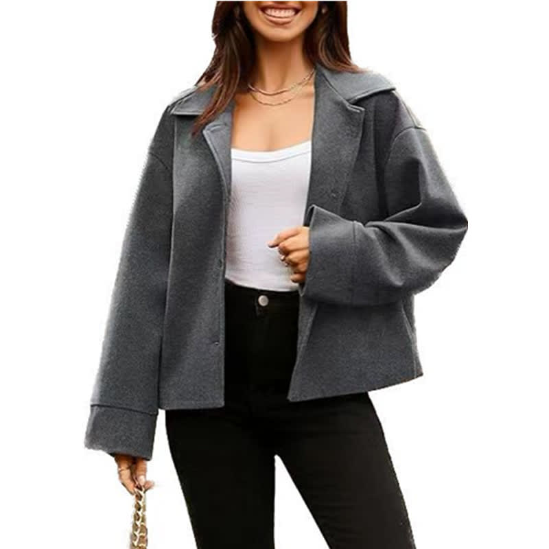 Women's Short Small Suit Long Sleeve Button Coat view 3