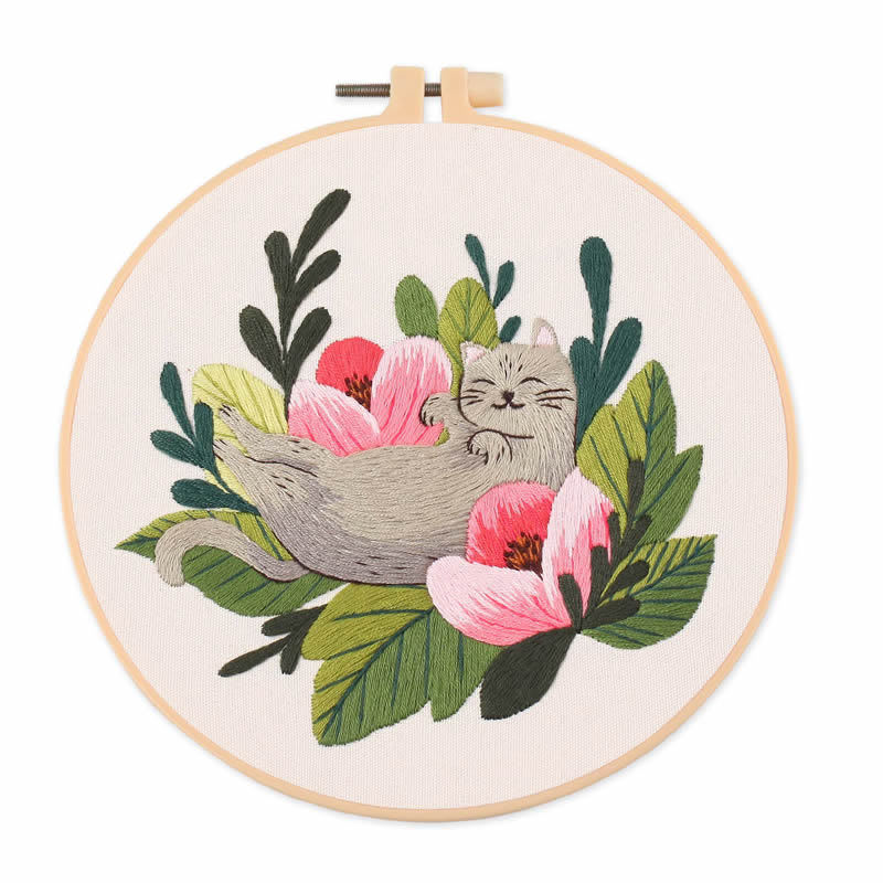 Cat Embroidery Pattern Diy Material Package Kit view 3