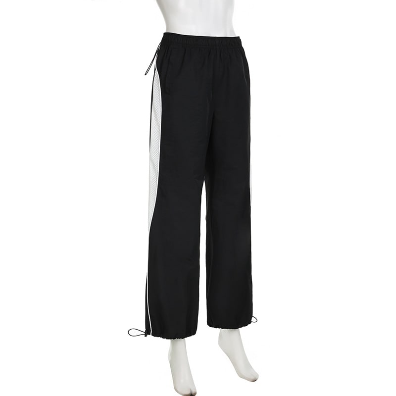 American Street Style Stitching Lightweight Woven Pants Low Waist Loose Casual Pants view 3