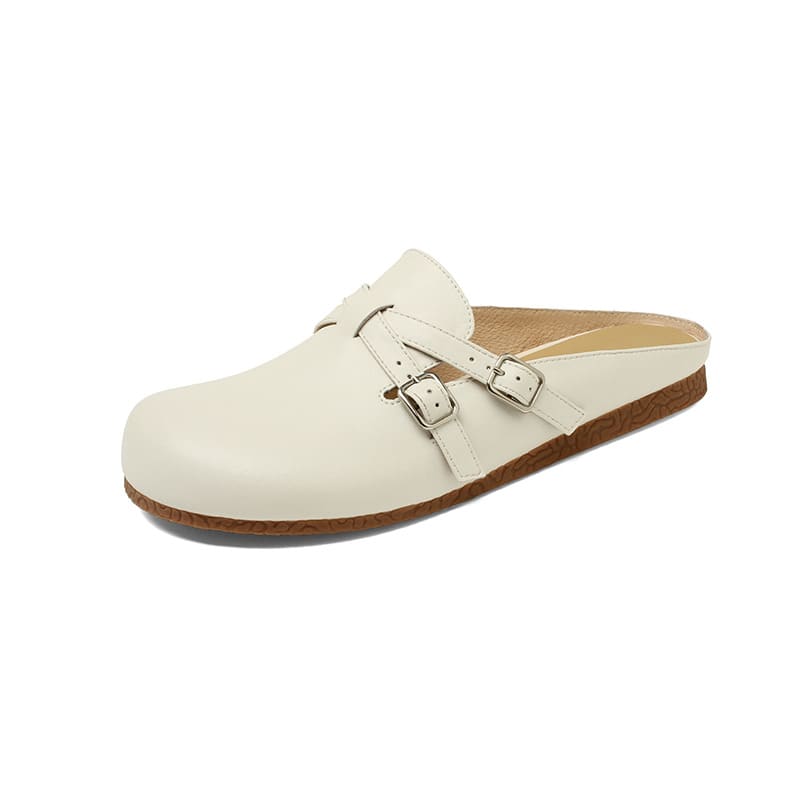 Women's Comfortable Idle Style Loose Large Round Toe Cowhide Flat Full Leather Outdoor Sandals view 3