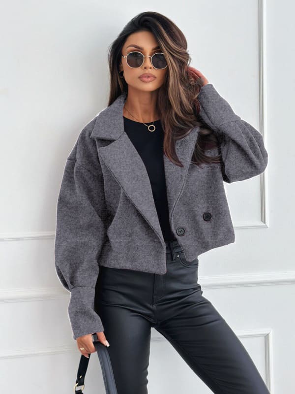 Fashionable All-match Suit Collar Short Woolen Coat view 7