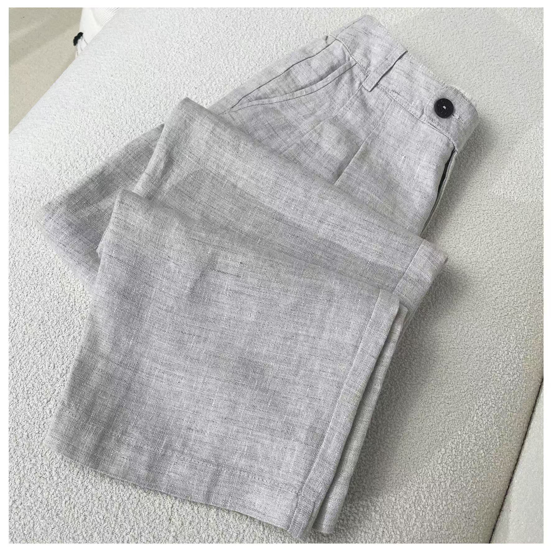 Narrow Version Wide Leg Summer Linen Straight Pants