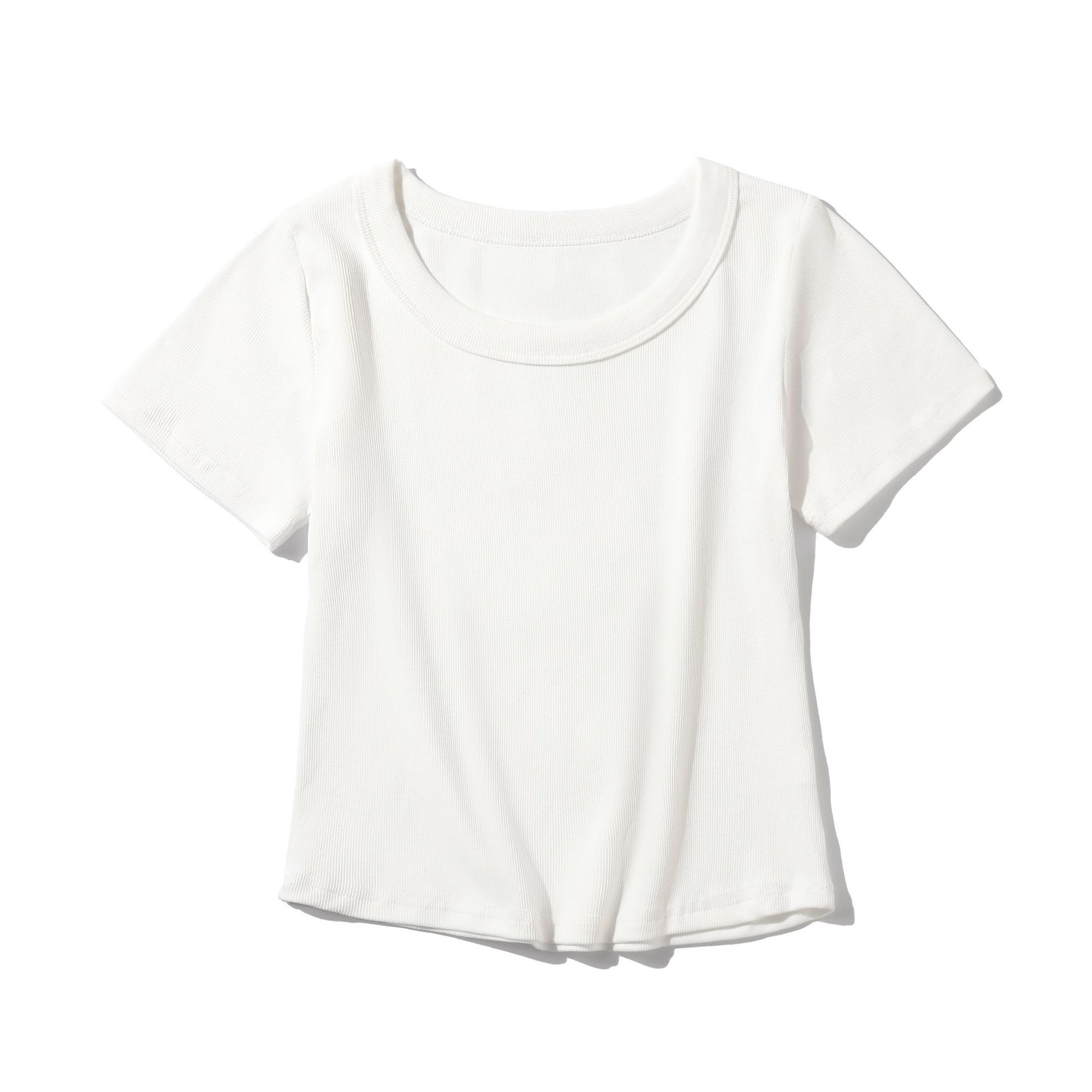 Women's French-style O-neck Short ICE Cotton T-shirt With Curved Hem view 5