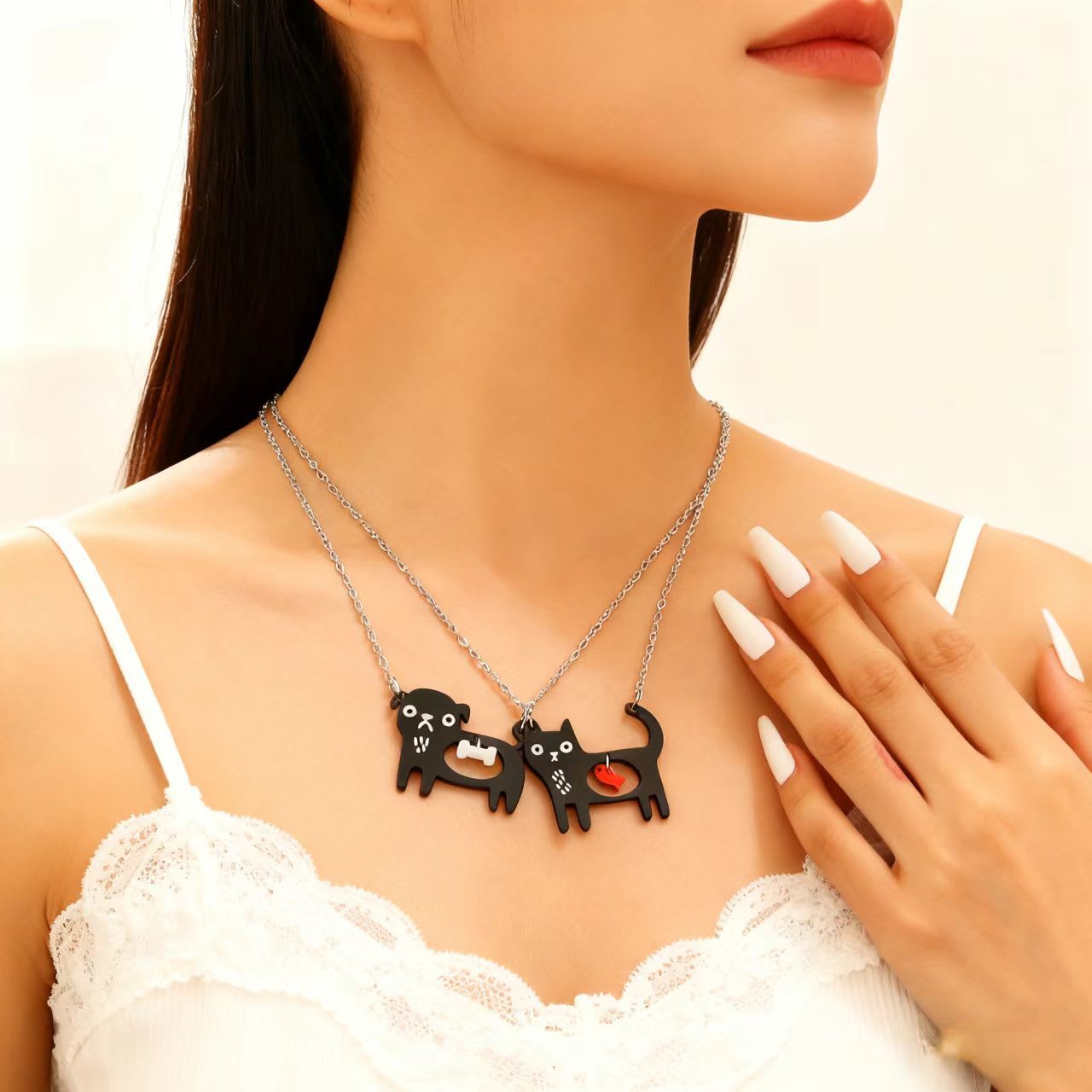 Cute Dog Cat Cartoon Necklace Ins Creative Collarbone Chain view 5