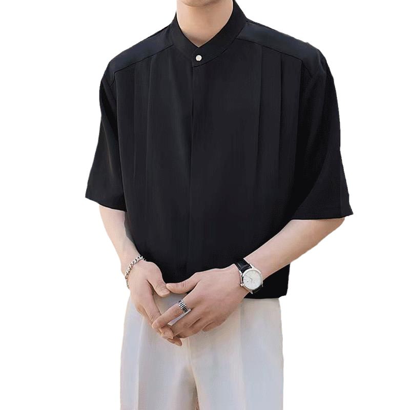 Men's Summer Stand Collar High-grade Casual Short-sleeved Shirt view 5