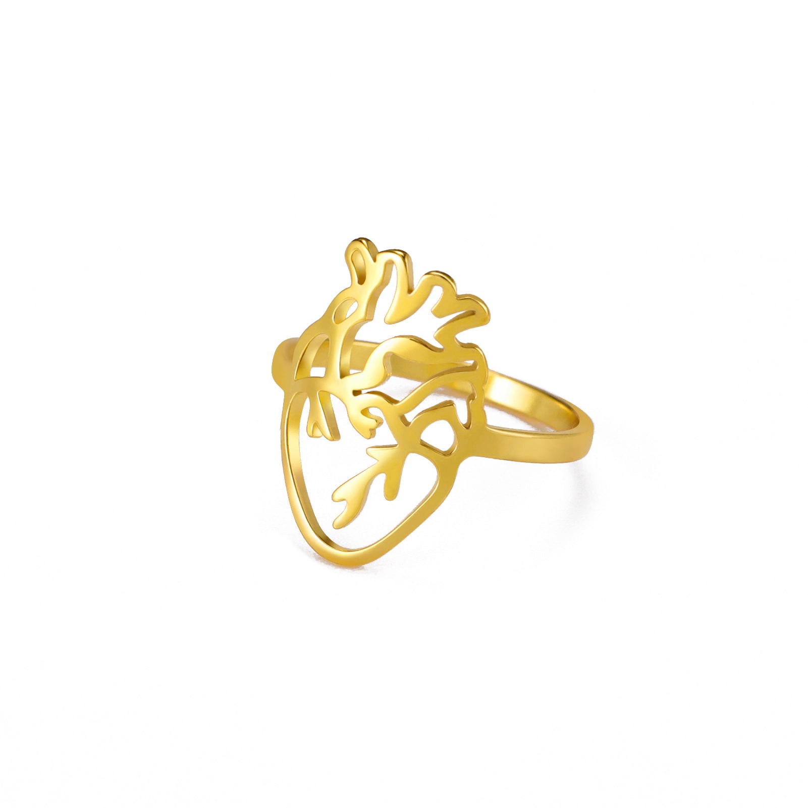 Cut Titanium Steel Hollow-out Brain-shaped Ring view 11