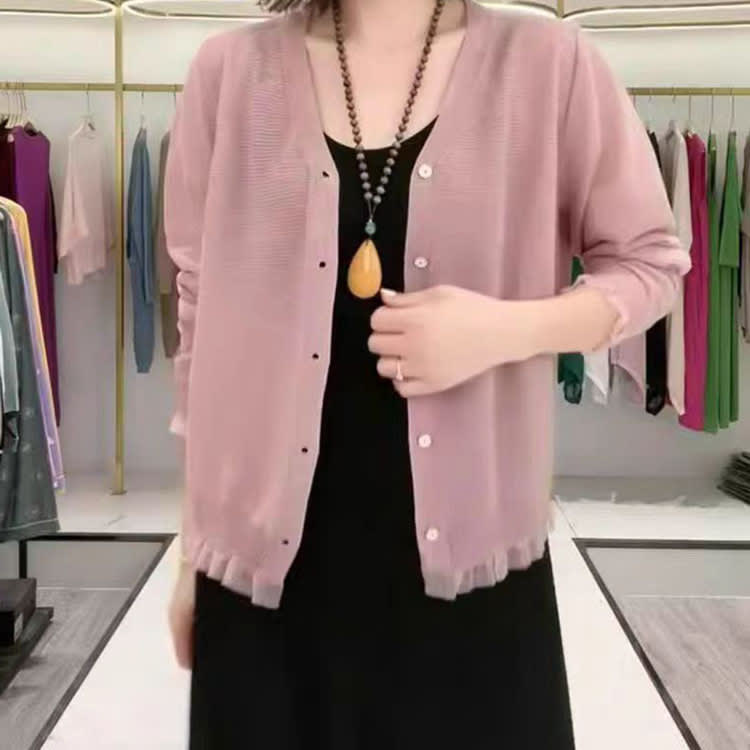 Solid Color Thin Ice Silk Air Conditioning Shirt Loose Casual view 3