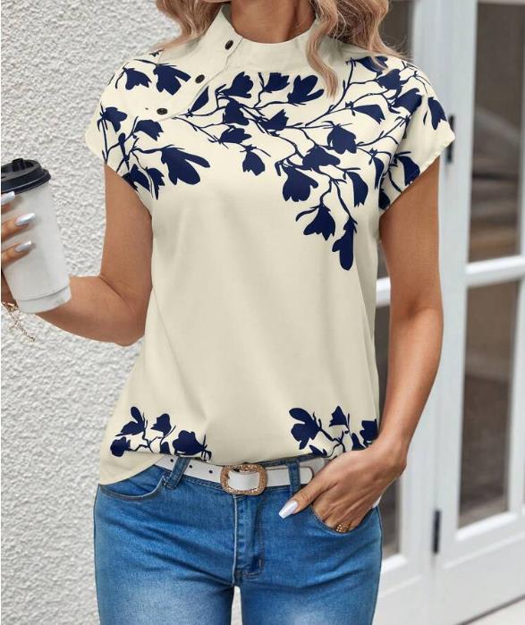 Casual Stand Collar Short Sleeve Regular Pullover Digital Printing view 5