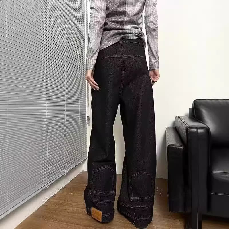 Waist Of Trousers Flip-down Wide Leg Straight Jeans view 2