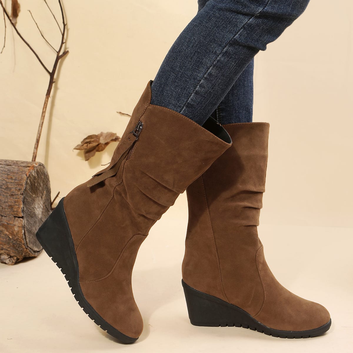Large Size Low Heel Round Toe Women's Martin Boots view 5