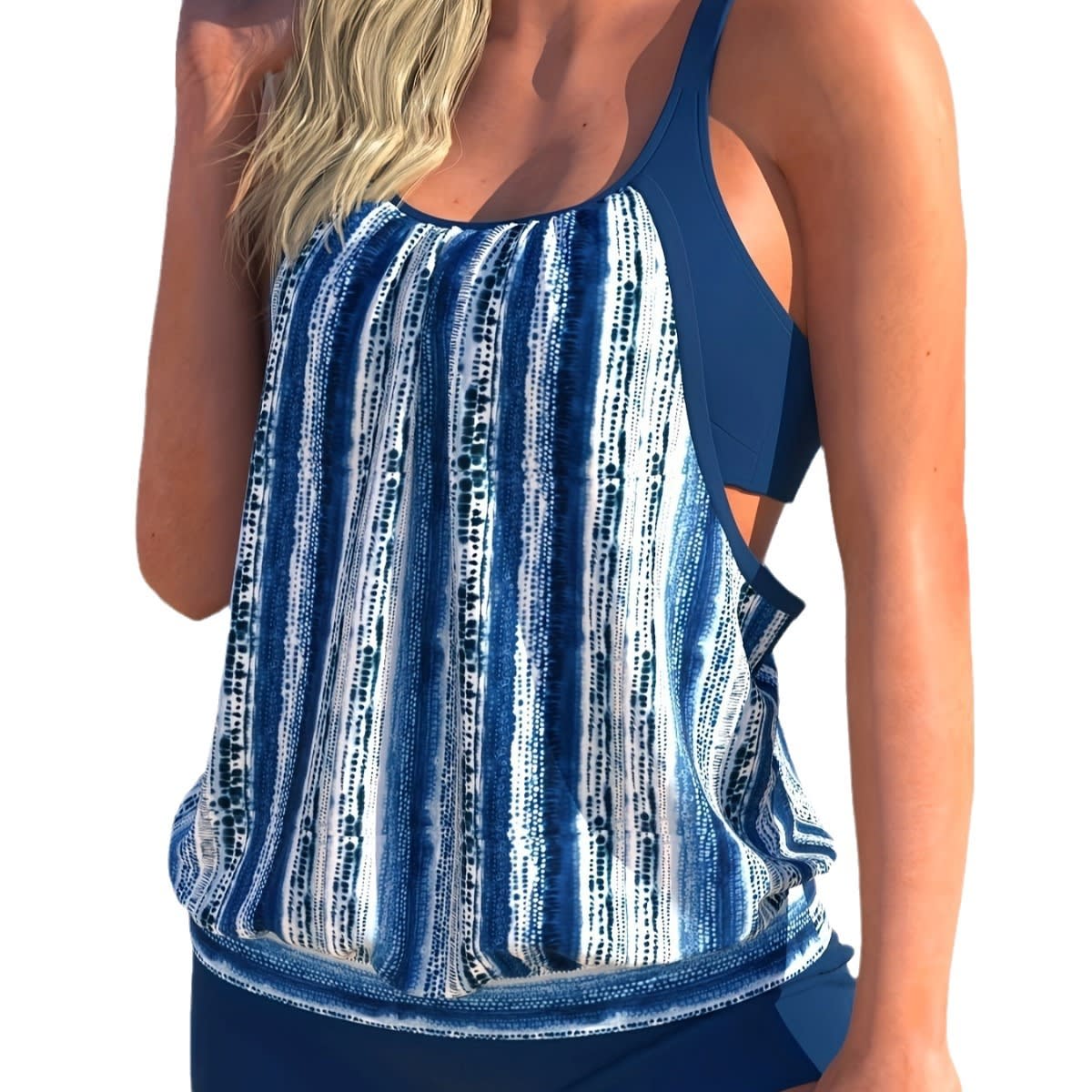 Women's Striped Printed Swimsuit Skirt Swimsuit view 5