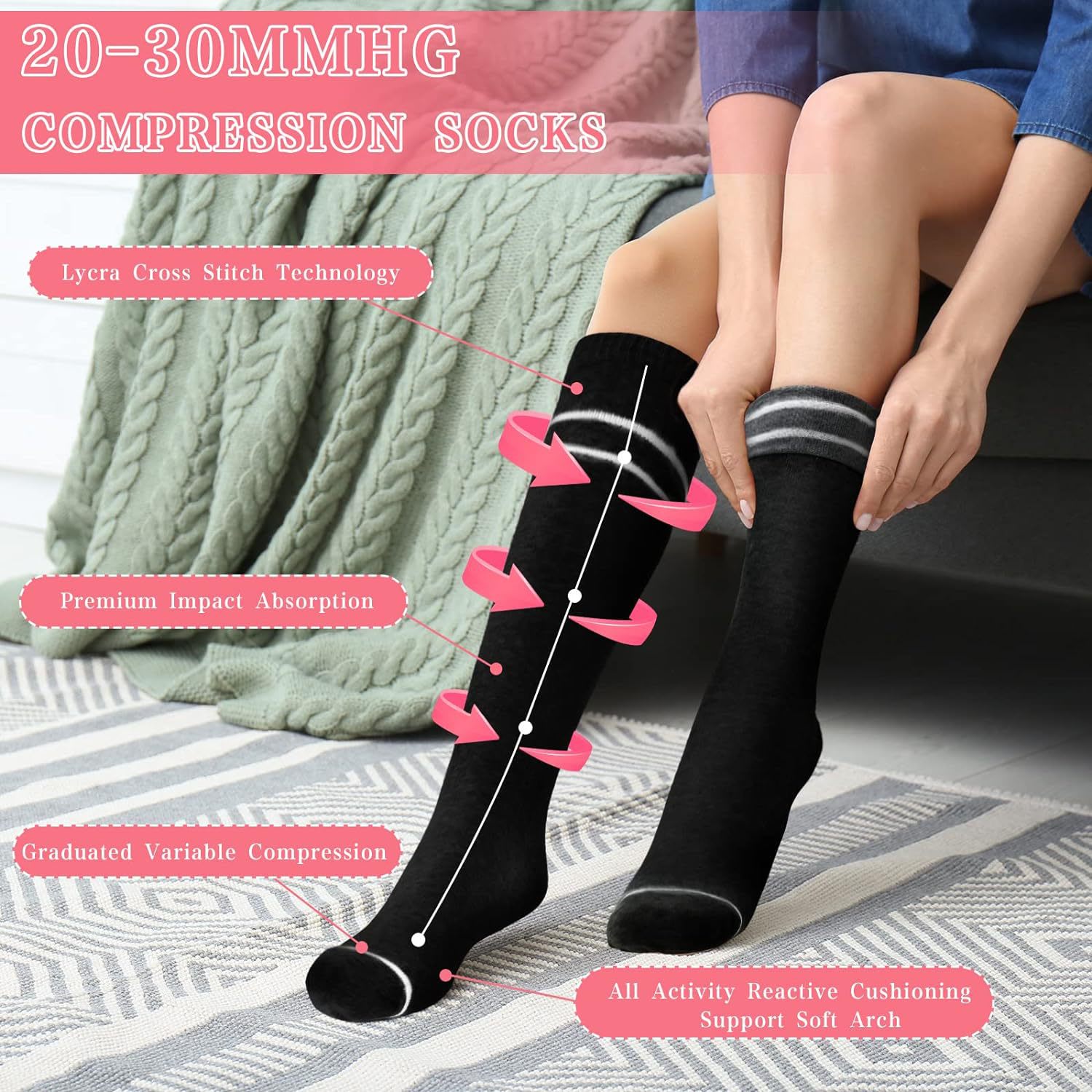 Pregnant Women Elastic Compression Mid-calf Calf Socks Female Skipping Rope Elastic Cycling view 8