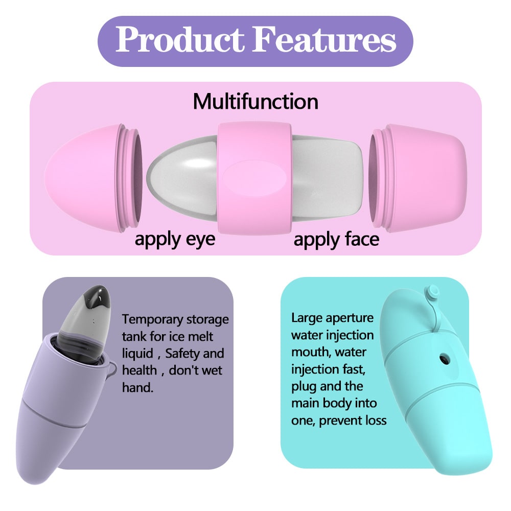 Silicone Ice Face Roller Contour Shrink Pores Remove Dark Circles Massage Skin Beauty Facial Roller For Eyes Neck Skin Care Tool view 3