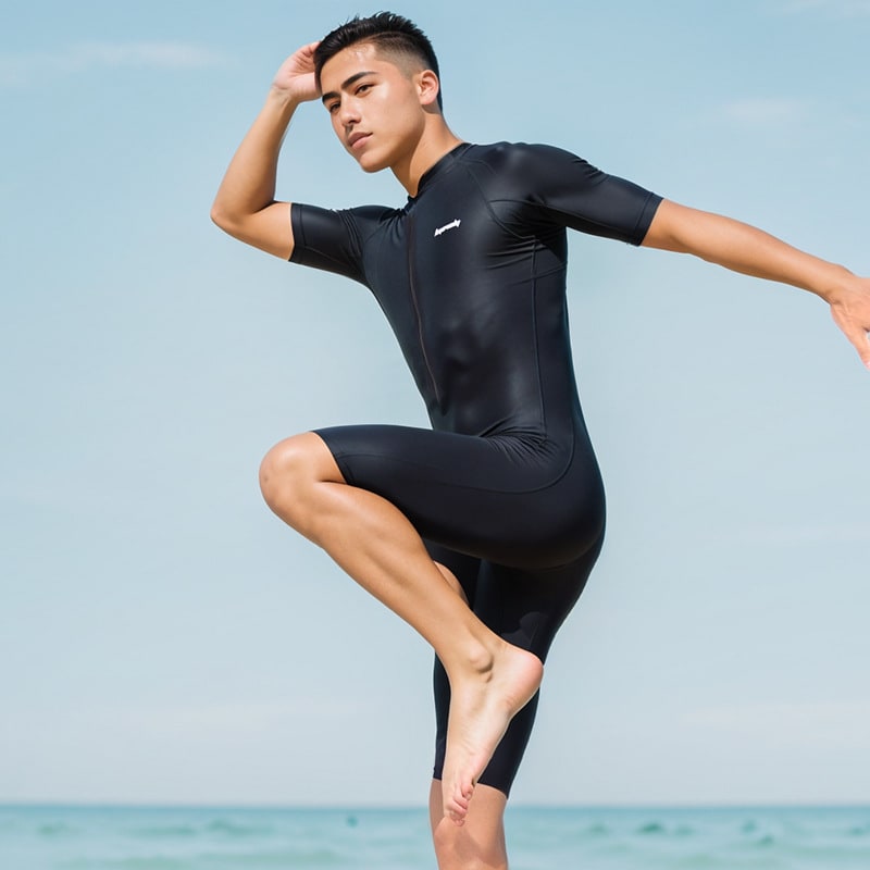 Men's Quick Drying Short Sleeved One-piece Swimsuit view 5