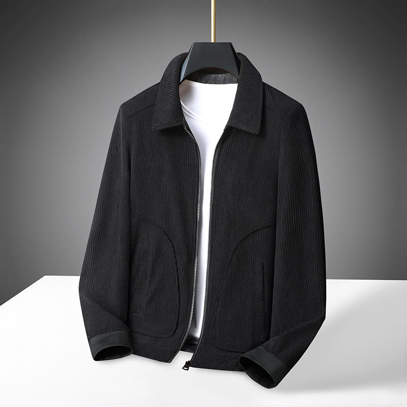 Plus Size Corduroy Thickened Coat Overweight Man Jacket view 3