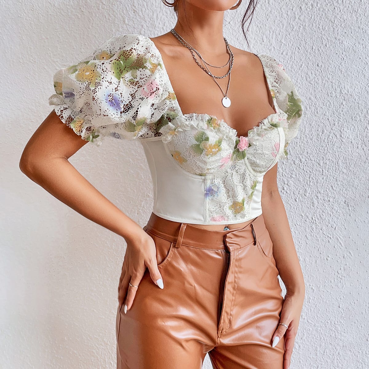 Sexy Street Backless Hot Girl Puff Sleeve T-shirt view 20