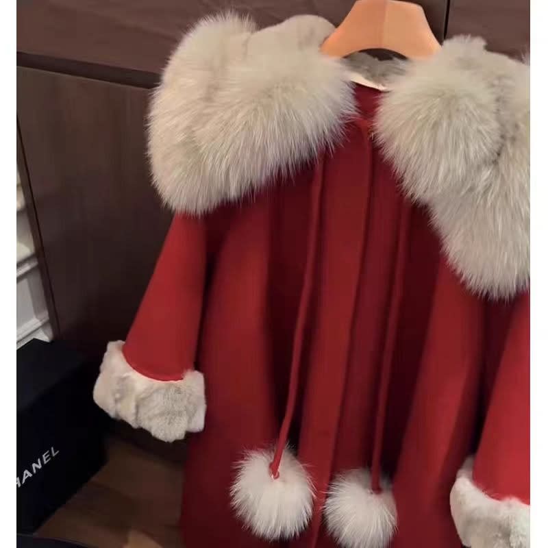 Winter Fox Fur Woolen Coat view 4