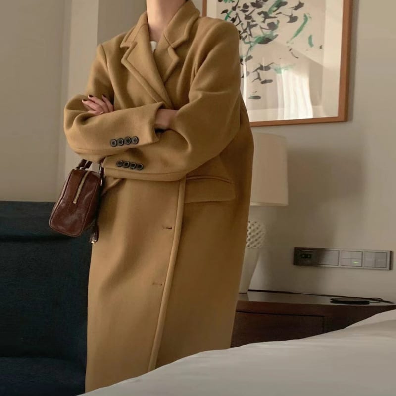 Loose Versatile Below The Knee Long Woolen Coat view 8