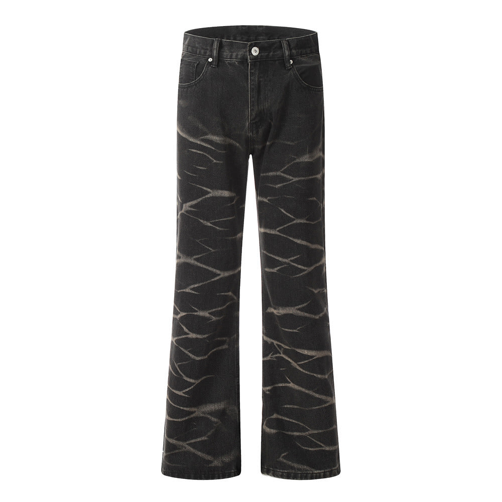Tie-dyed Water Ripple Denim Trousers For Men view 11