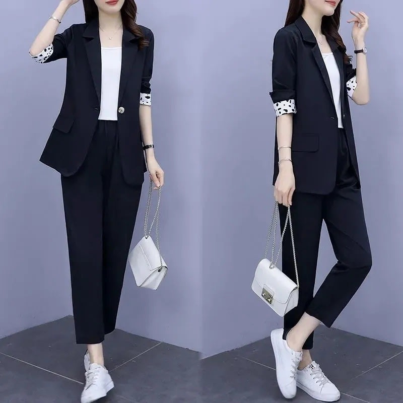 Flab Hiding Loose Temperament Slimming Coat Two-piece Set view 3