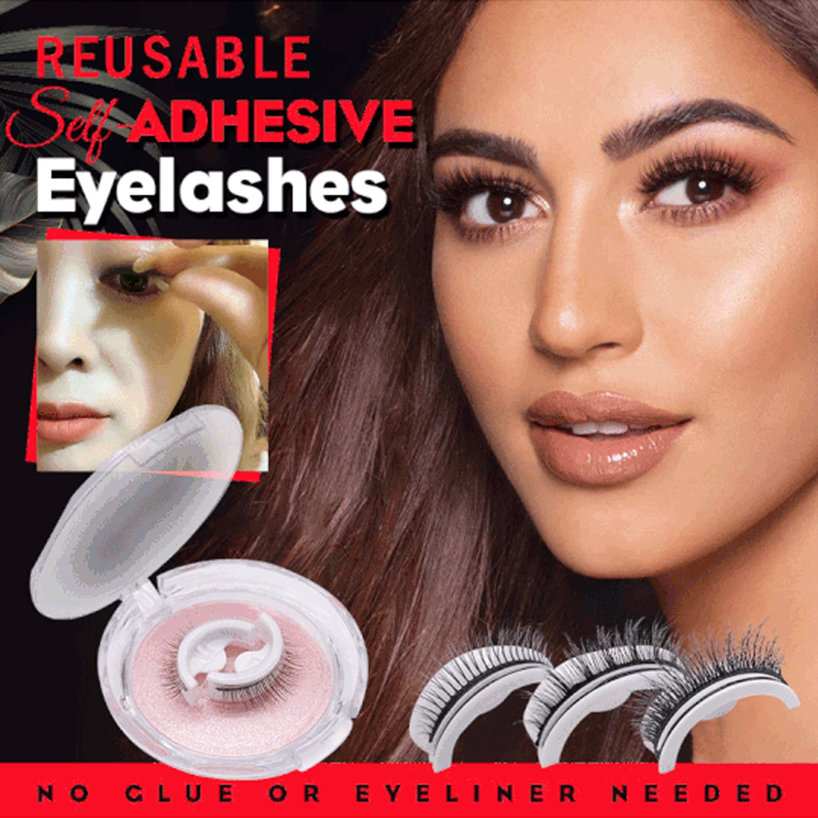 Women's Self Adhesive False Eyelashes Thick Glue Free view 8
