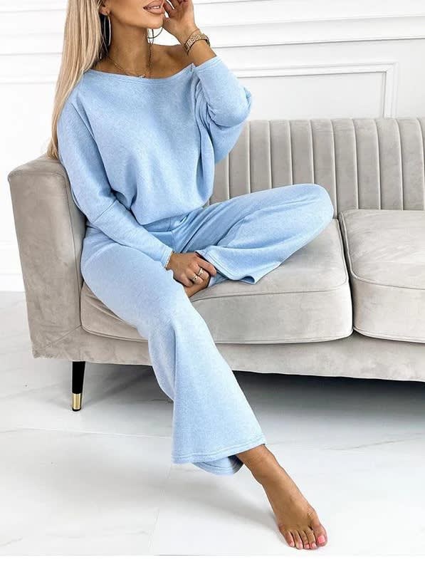 Solid Color Fashion Casual Slant Shoulder Sports Trousers Long-sleeved Suit view 10