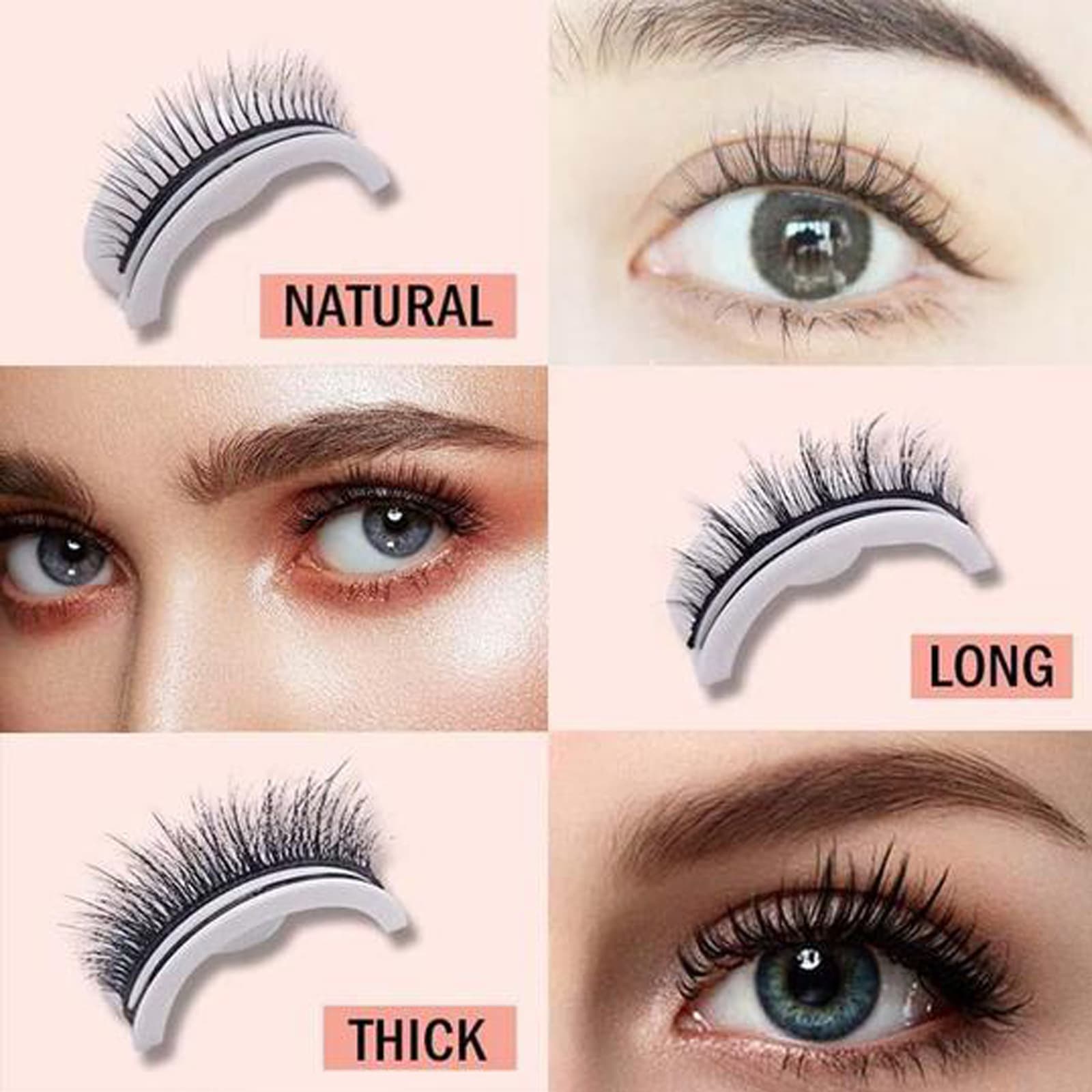 Women's Self Adhesive False Eyelashes Thick Glue Free view 12