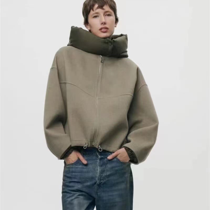 Women's Fashion Metal Buckle Cropped Coat Top view 10