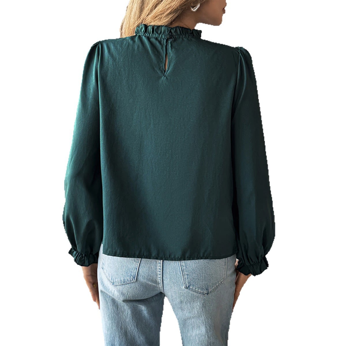 European And American Leisure Simple Style Long Sleeve Solid Color Stringy Selvedge Shirt view 2