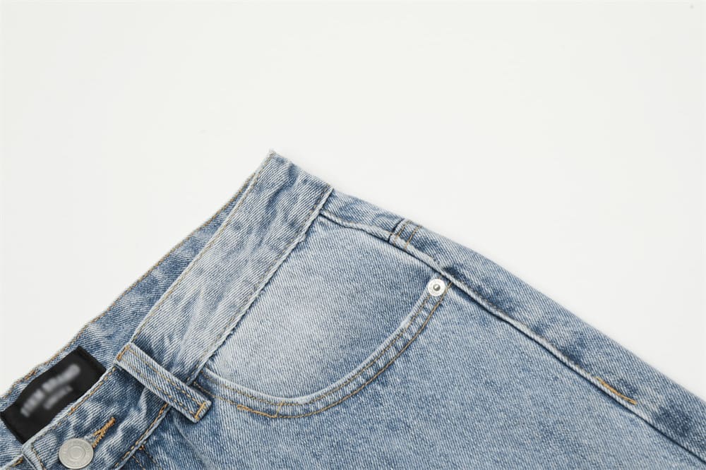 Fashion Knee Hole Denim Trousers Men view 17