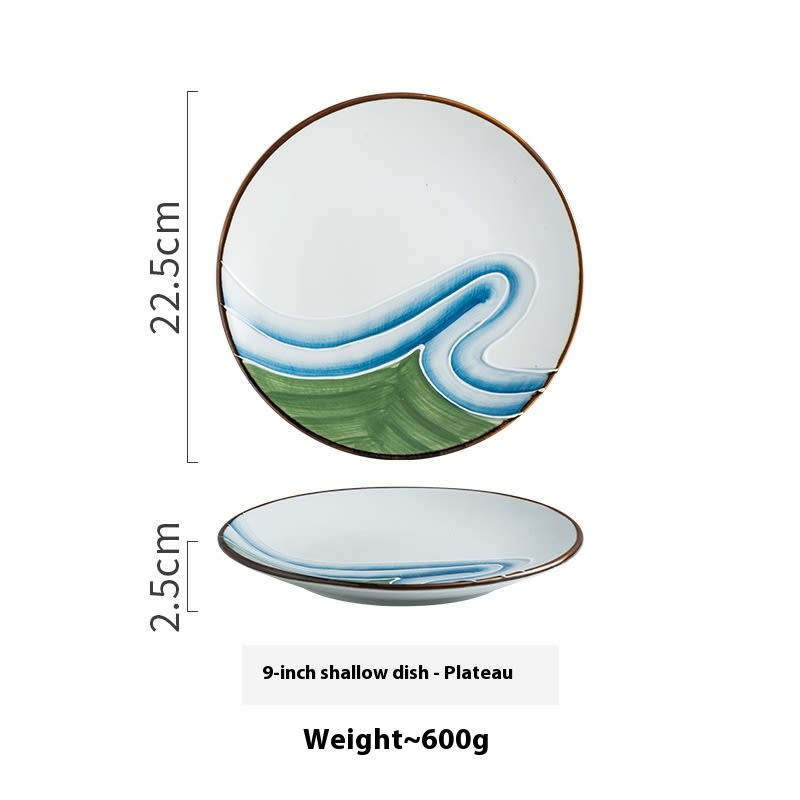Creative Ceramic Round Shallow Household Western Cuisine Steak Plate view 11