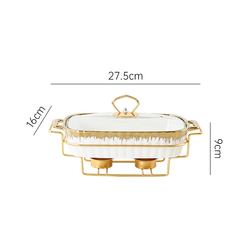 Household Creative Double-ear Square Casserole With Lid view 7