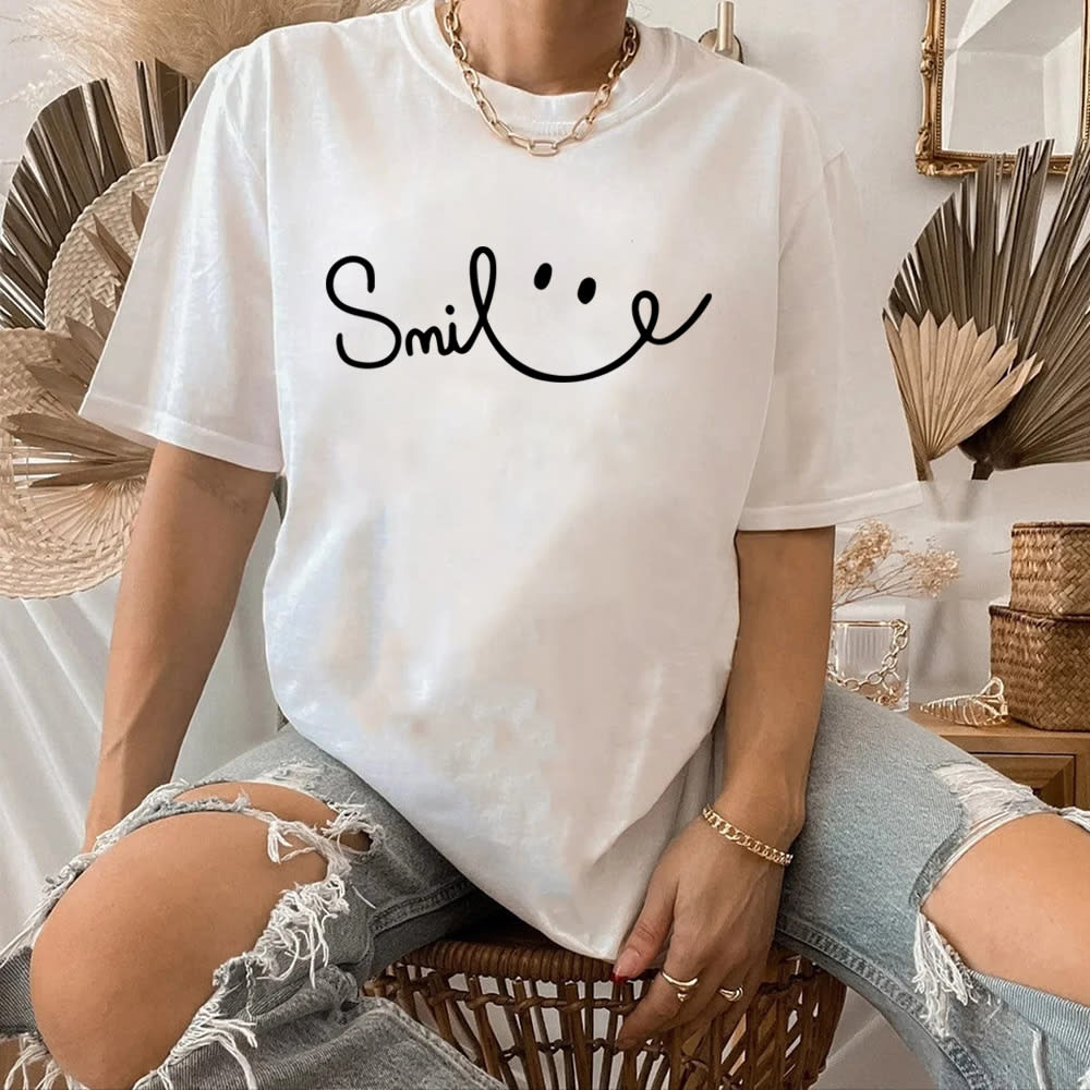 Women's Smiling Printed Cotton Short Sleeve view 15