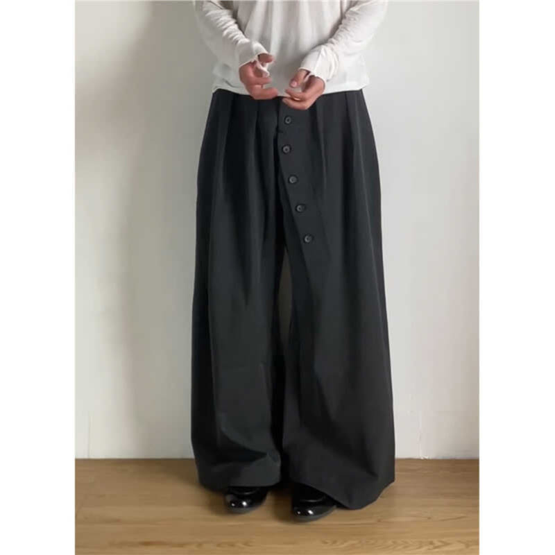 American Retro Ring Button Black Suit Pants view 1