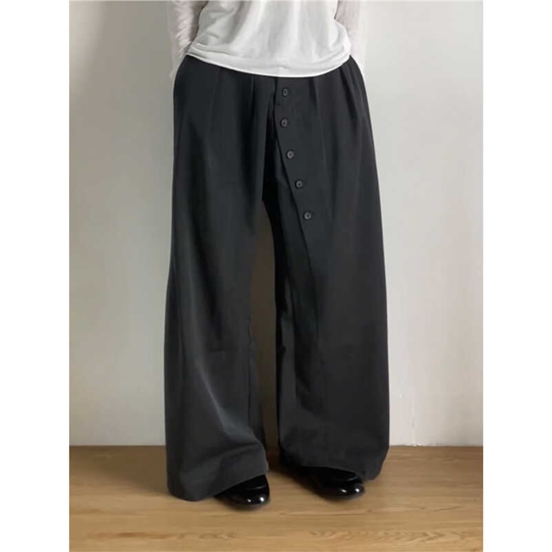 American Retro Ring Button Black Suit Pants view 5
