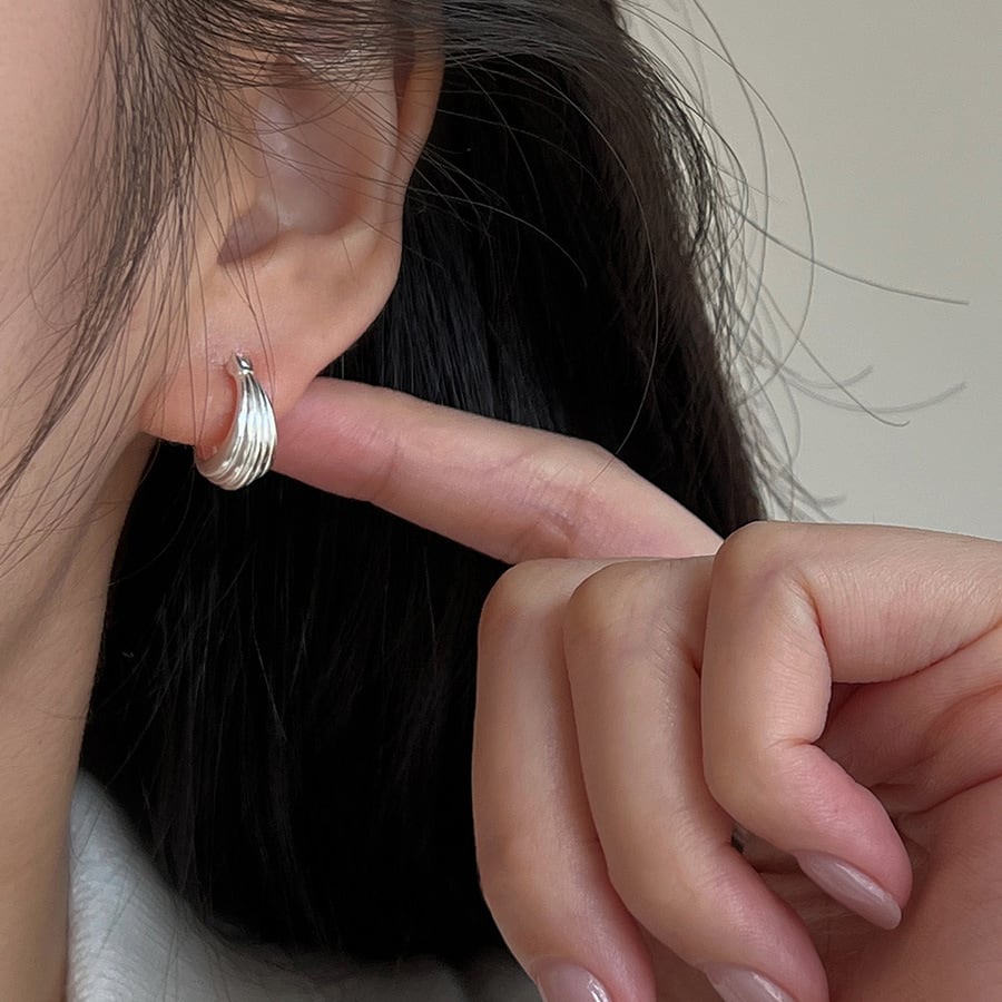 Simple Argent Pur Grain Earrings For Women view 5