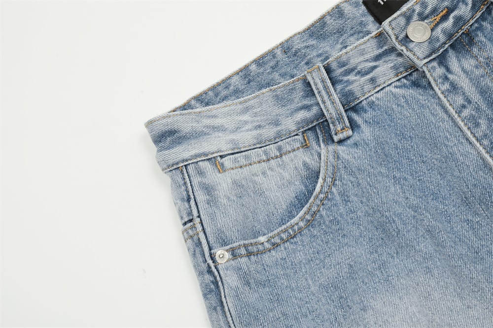 Fashion Knee Hole Denim Trousers Men view 9