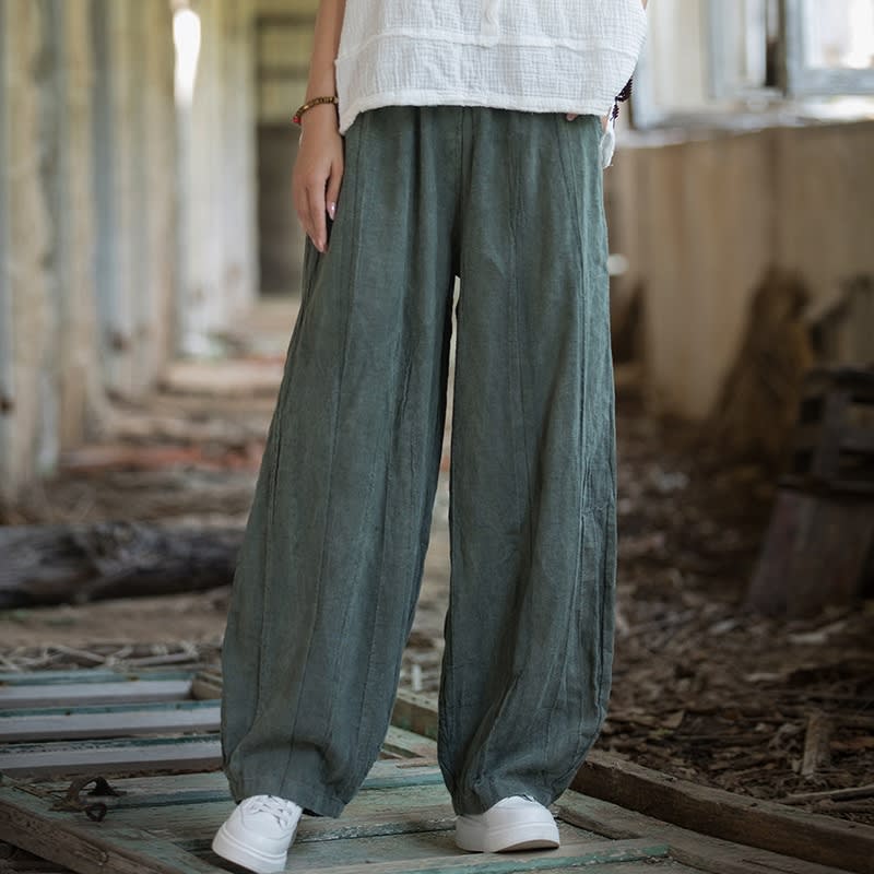 Tie-dyed Old Padded Fleece Trousers Winter Cotton And Linen Women's New view 32