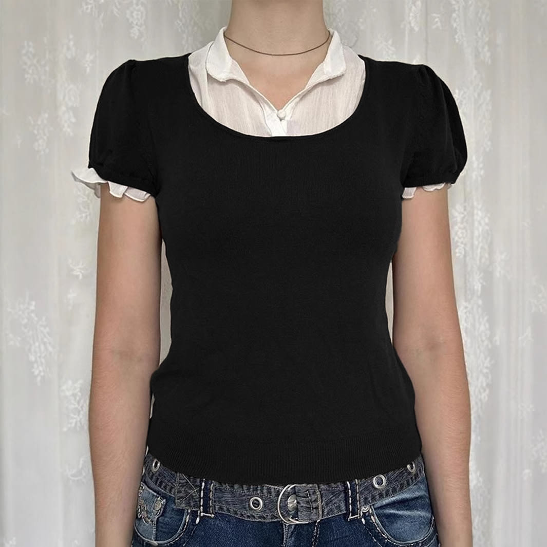 European And American Y2g Hot Girl Style Solid Color Vest Short Sleeve Women's Sweater view 5