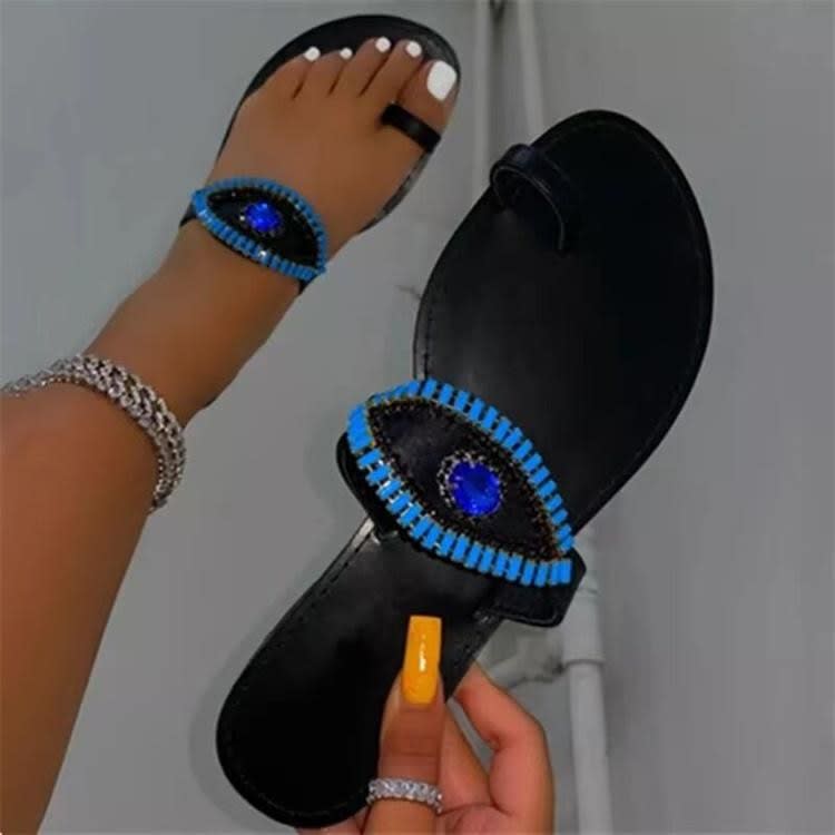Foreign Trade Flat Toe Pearl Lace Flower Fur Ball Bohemian Beach Flat-heeled Sandals view 23