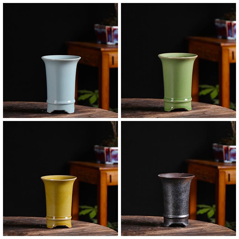 Ceramic High Round Floating Branch Landscape Simple Flower Pot