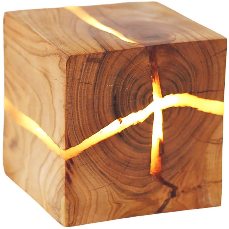 Creative Corridor Square Solid Wood Wall Bedside Lamp view 6