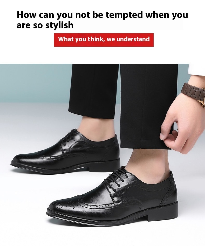 Block Carved Casual Leather Shoes For Men view 6
