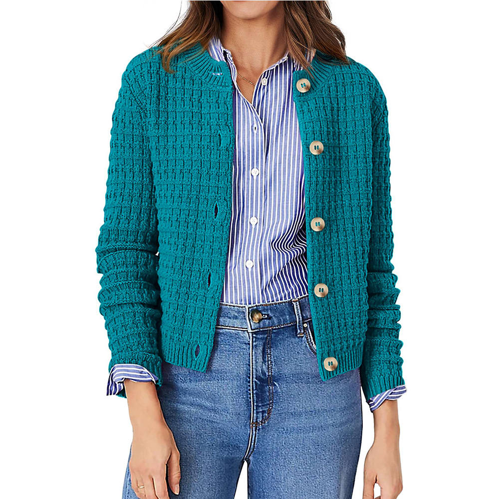 Women's Solid Color Commute Knitted Cardigan Casual Sweater Coat view 7