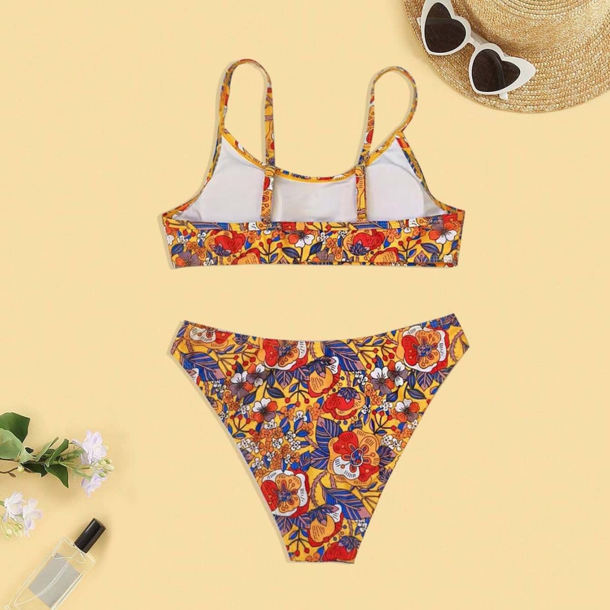 Plus Size Floral Print Strap Women's Bikini Swimsuit view 7