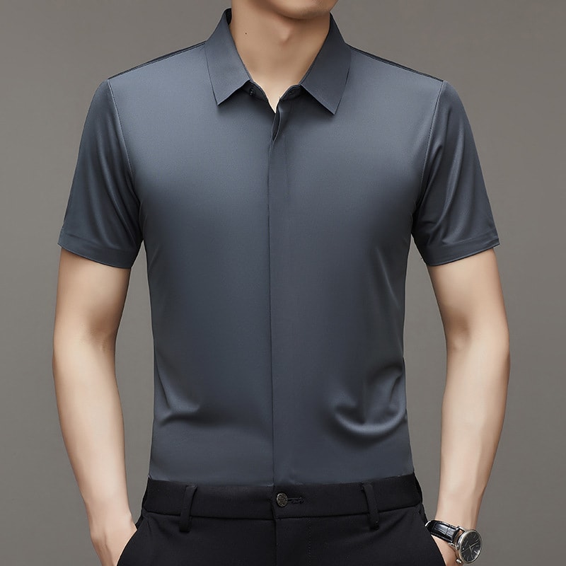 Pure Color Seamless Men's Shirt Business Casual view 6