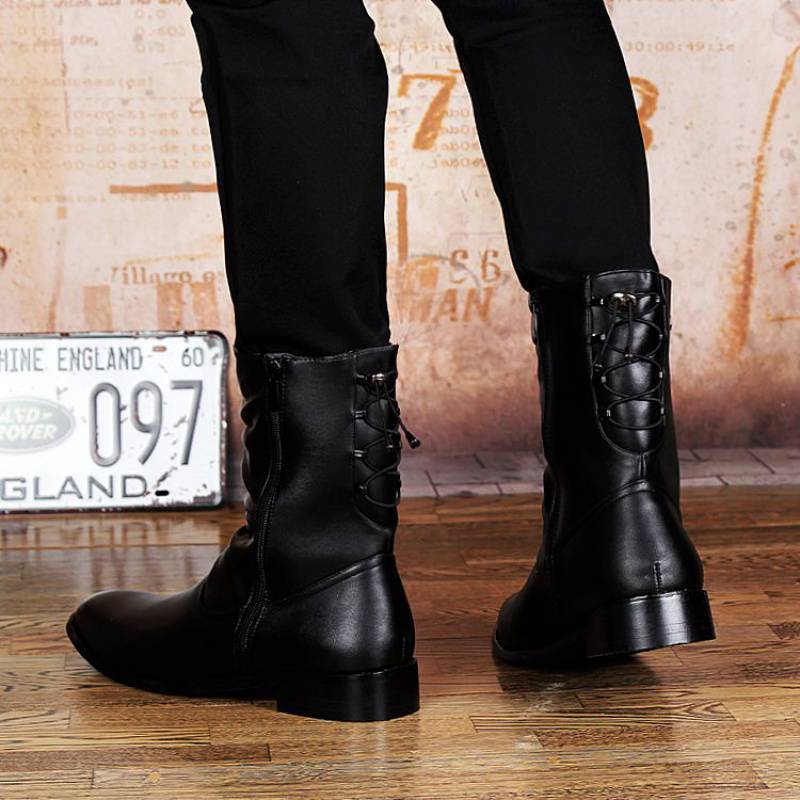 British Fashion Leather Pointed Men's Boots view 10