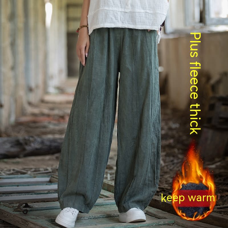 Tie-dyed Old Padded Fleece Trousers Winter Cotton And Linen Women's New view 27