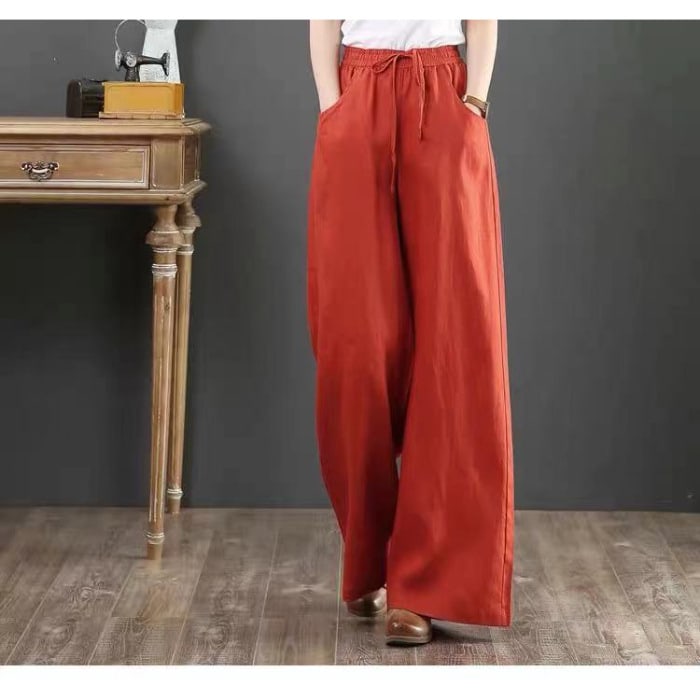 Linen Fabric Women's Wide-leg Pants Casual Yoga view 8